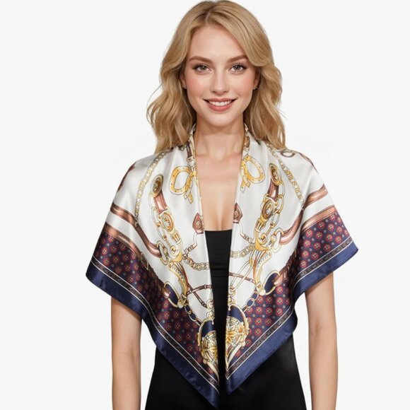 ? Luxe Silky Head Scarf for Women – Printed Square Scarf, Satin-Look Bandana main image 5